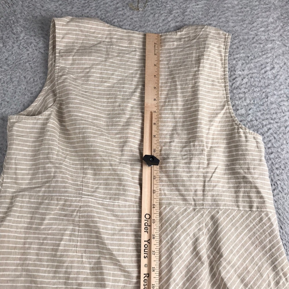 Soft Surroundings Dress Womens XL Tan Striped Hemp Cotton Asymmetric Button Midi - Picture 9 of 12